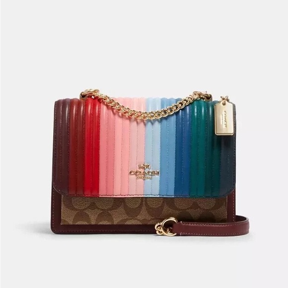 Coach Klare Quilted Linear Rainbow Leather Crossbody Purse SOLD OUT - Picture 13 of 13